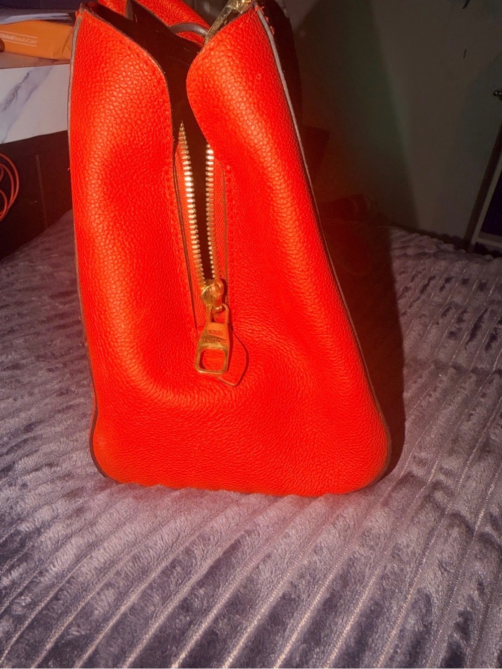 Louis Vuitton Orange Embossed Monogram Satchel with Strap - Picture 9 of 12